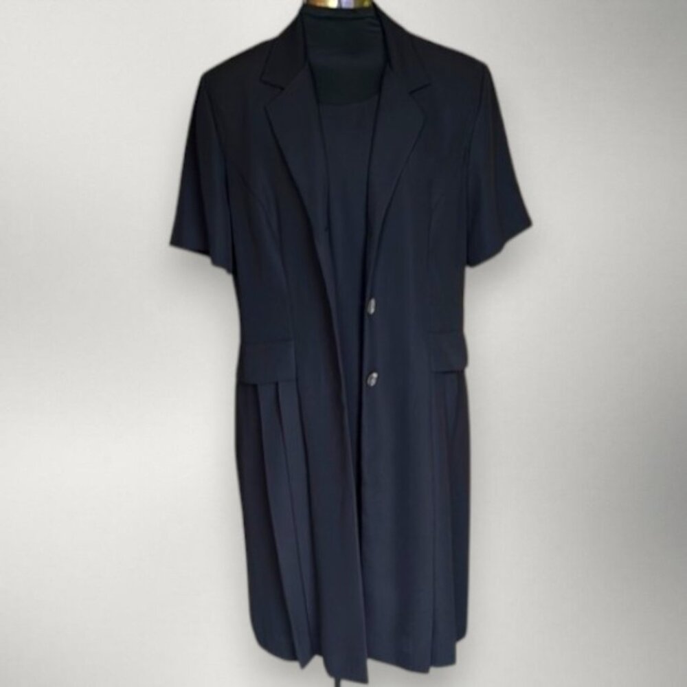 Vintage Fattaneh Bahari 2 Piece Black Blazer Dress Size 16 - Picture 3 of 15